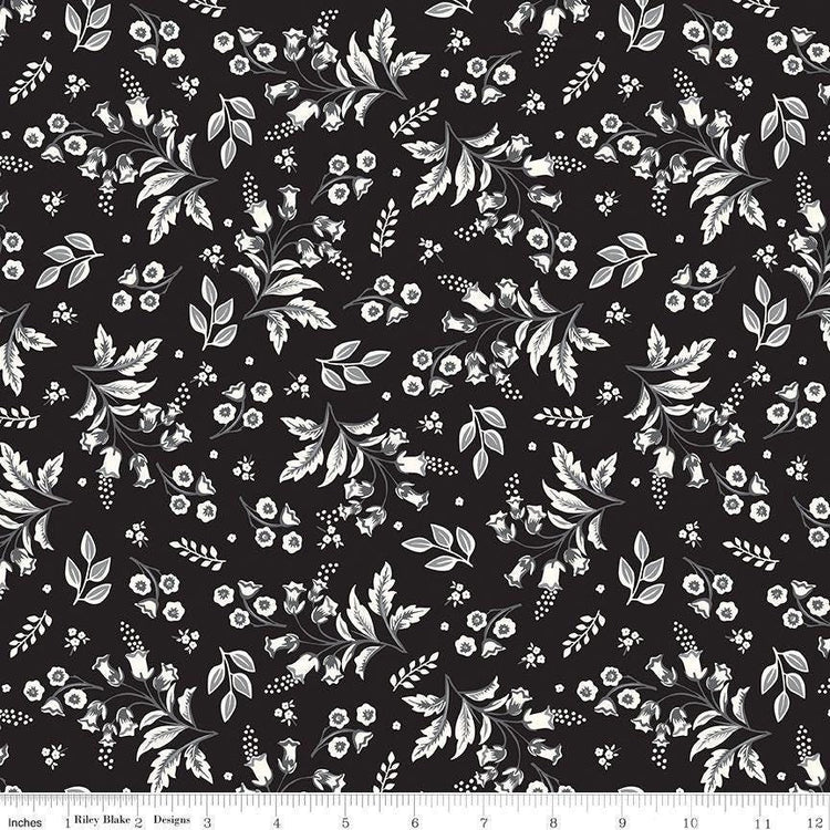 Midnight Meadow Stems Black by My Mind's Eye for Riley Blake Designs - C15321-BLACK