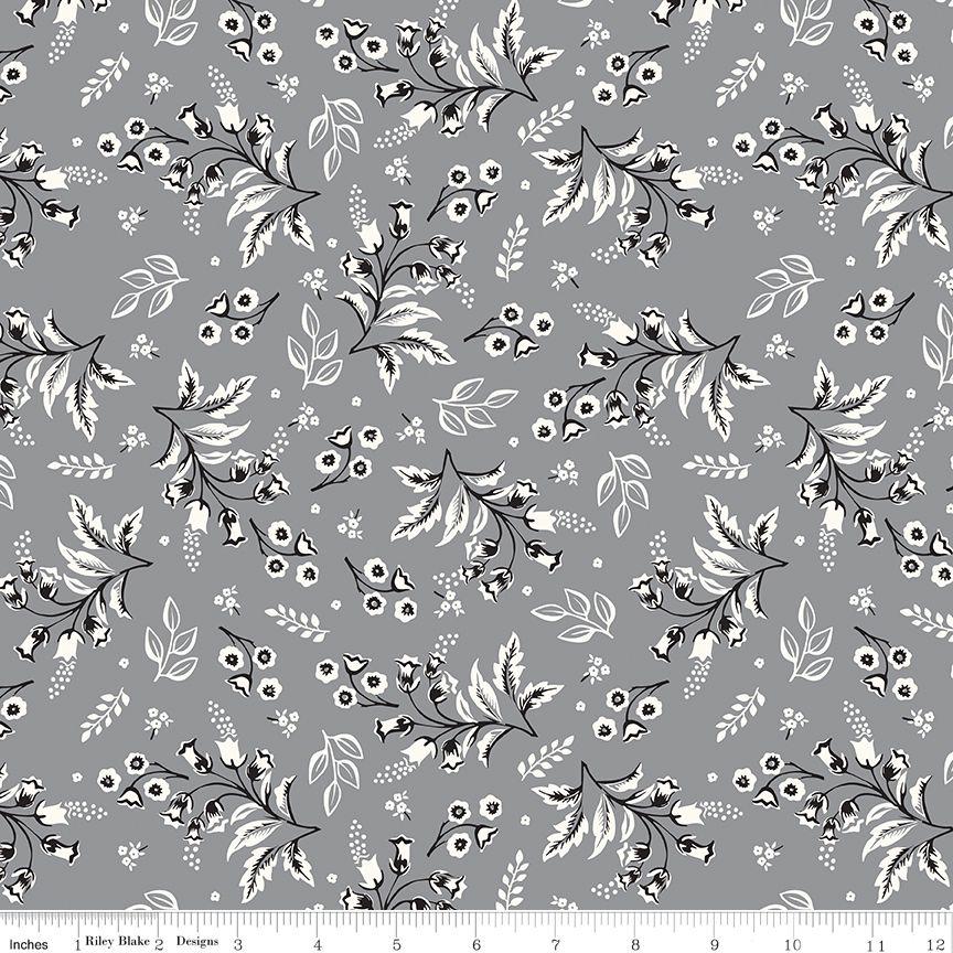 Midnight Meadow Stems Gray by My Mind's Eye for Riley Blake Designs - C15321-GRAY