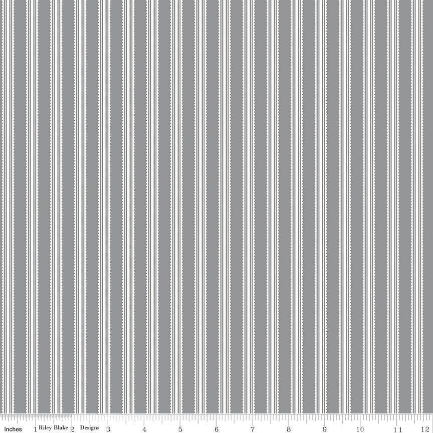 Midnight Meadow Stripes Gray by My Mind's Eye for Riley Blake Designs - C15323-Gray