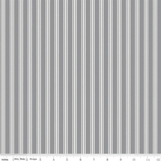 Midnight Meadow Stripes Gray by My Mind's Eye for Riley Blake Designs - C15323-Gray