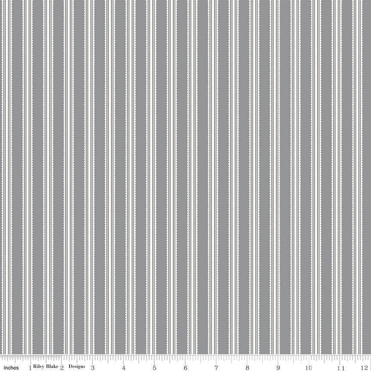 Midnight Meadow Stripes Gray by My Mind's Eye for Riley Blake Designs - C15323-Gray