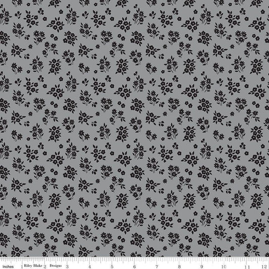 Midnight Meadow Bouquets Gray by My Mind's Eye for Riley Blake Designs - C15324-GRAY