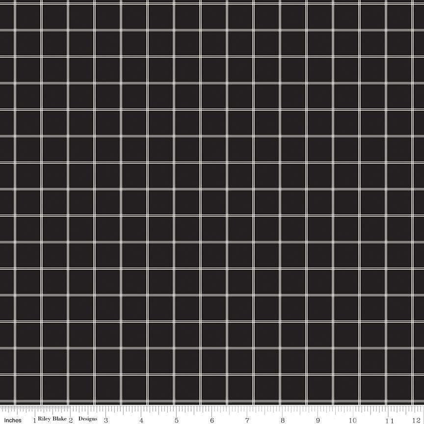 Midnight Meadow Grid Black by My Mind's Eye for Riley Blake Designs - C15326-BLACK