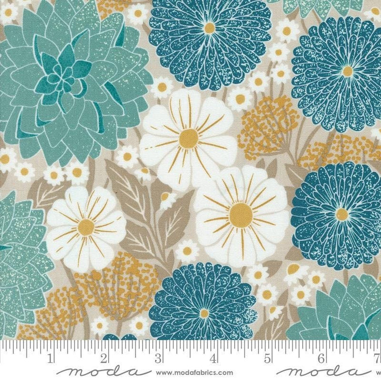 Field of Flowers Dahlias and Zinnias Flax by Katharine Watson for Moda Fabrics - 3310 12