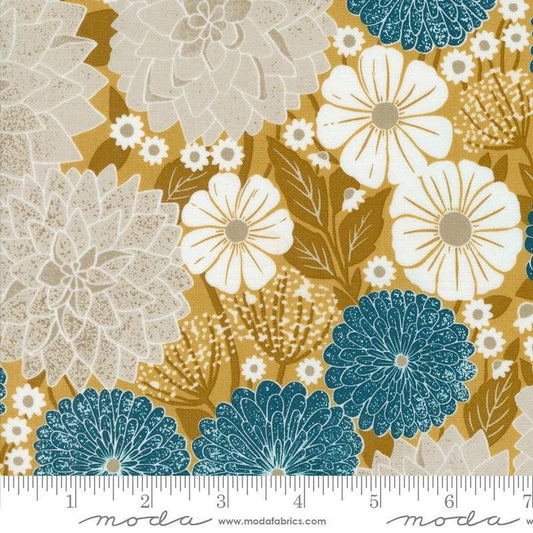 Field of Flowers Dahlias and Zinnias Goldenrod by Katharine Watson for Moda Fabrics - 3310 13