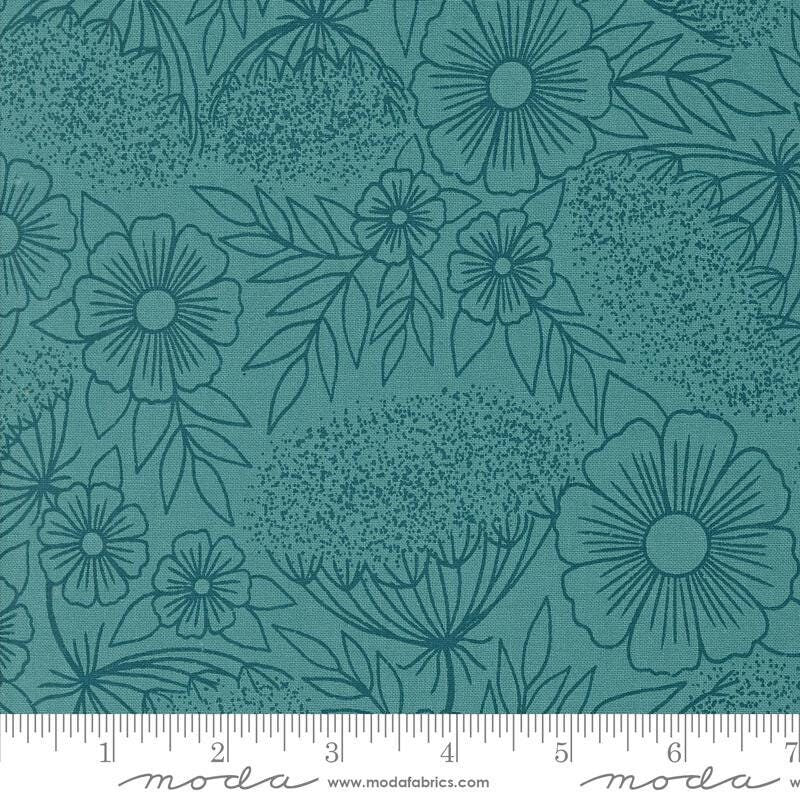 Field of Flowers Queen Anne's Lace Florals Turquoise by Katharine Watson for Moda Fabrics - 3314 15