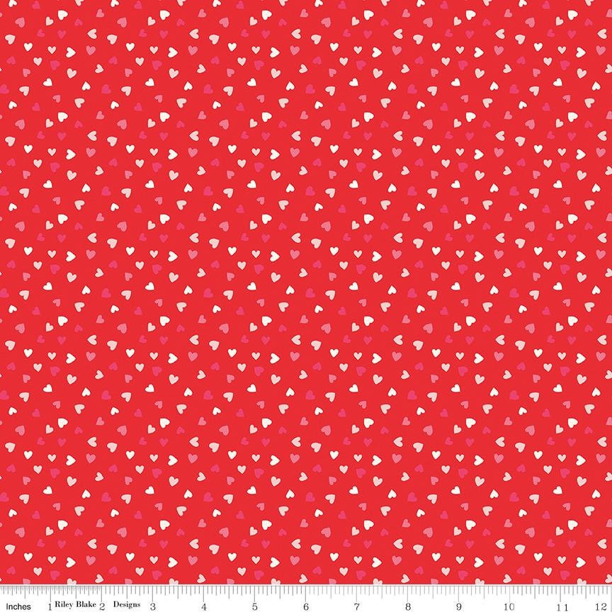 Sweetheart Heart Toss Red by My Mind's Eye for Riley Blake Designs - C15505-RED