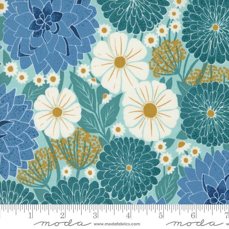 Field of Flowers Dahlias and Zinnias Robbins Egg by Katharine Watson for Moda Fabrics - 3310 14