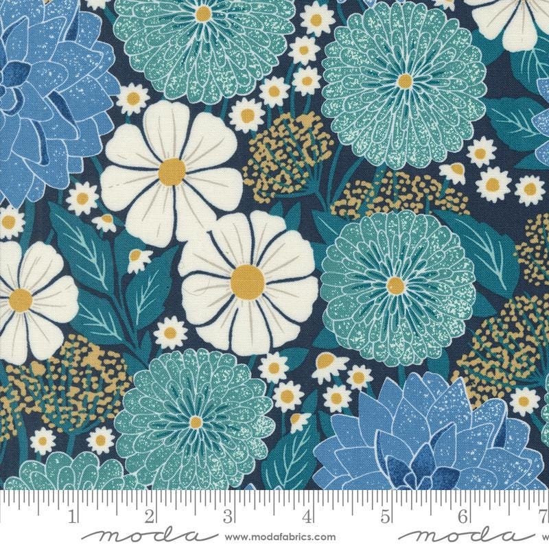 Field of Flowers Dahlias and Zinnias Navy by Katharine Watson for Moda Fabrics - 3310 19