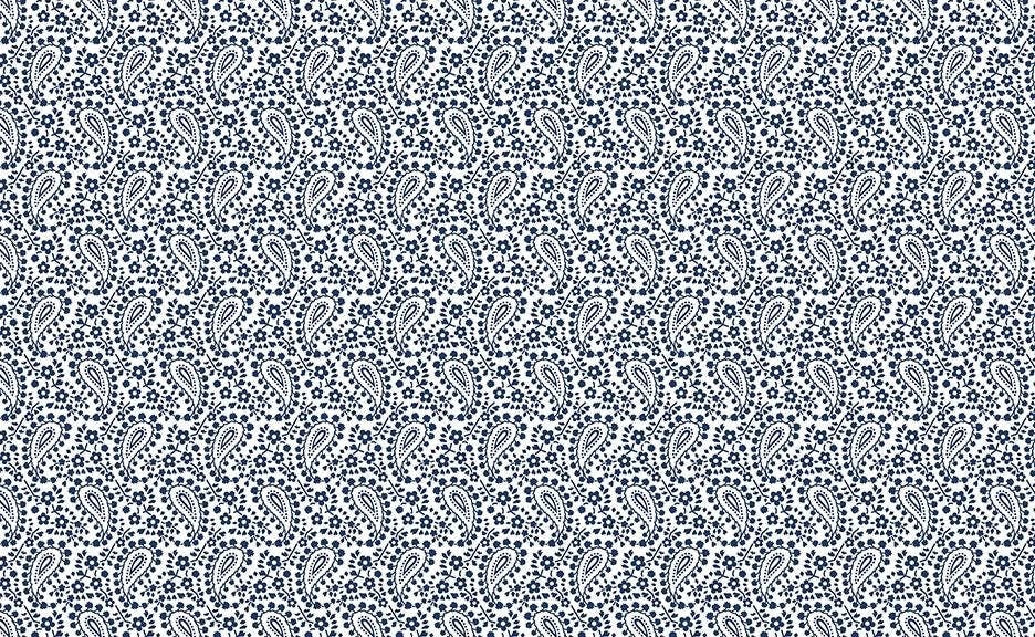 Classic Keepsakes In Blue Rose Paisley Floral White/Navy by Kanvas Studio for Benartex Fabrics - 14650-50