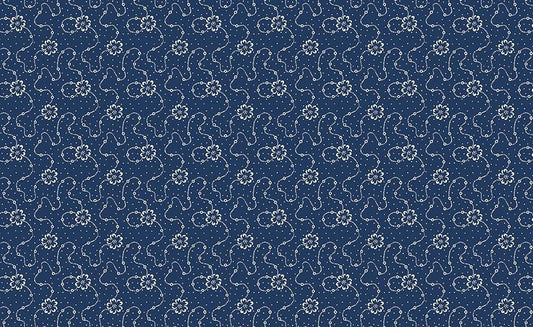 Classic Keepsakes In Blue Calico Floral Navy Blue by Kanvas Studio for Benartex Fabrics - 14655-55