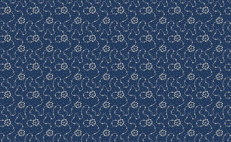 Classic Keepsakes In Blue Calico Floral Navy Blue by Kanvas Studio for Benartex Fabrics - 14655-55