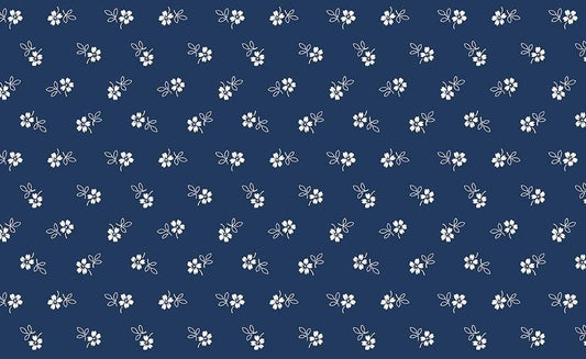 Classic Keepsakes In Blue Daisy Garden Navy Blue by Kanvas Studio for Benartex Fabrics - 14657-55