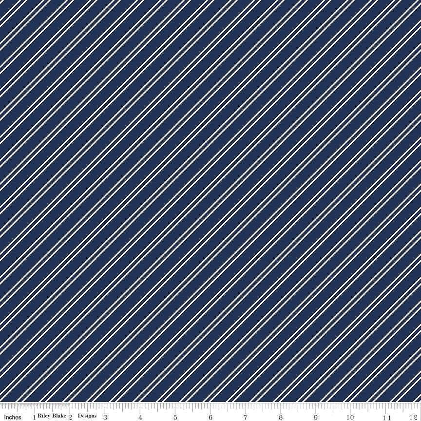 Between the Pages Stripes Navy by Fran Gulick for Riley Blake Designs - C15374-NAVY