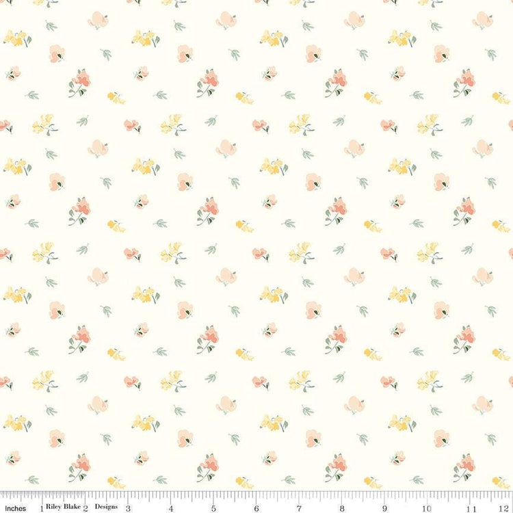 New Beginnings Sweet Peas Cream by Sandy Gervais for Riley Blake Designs - C15752-CREAM