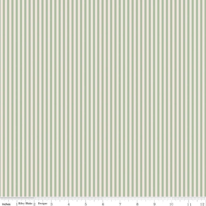 1/8" Stripe on Ivory Sage by The RBD Designers for Riley Blake Designs - C505-SAGE