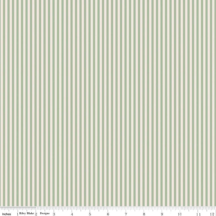 1/8" Stripe on Ivory Sage by The RBD Designers for Riley Blake Designs - C505-SAGE