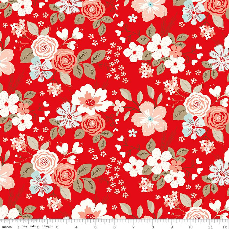 You & Me Main Red by Sandy Gervais for Riley Blake Designs - C15400-RED