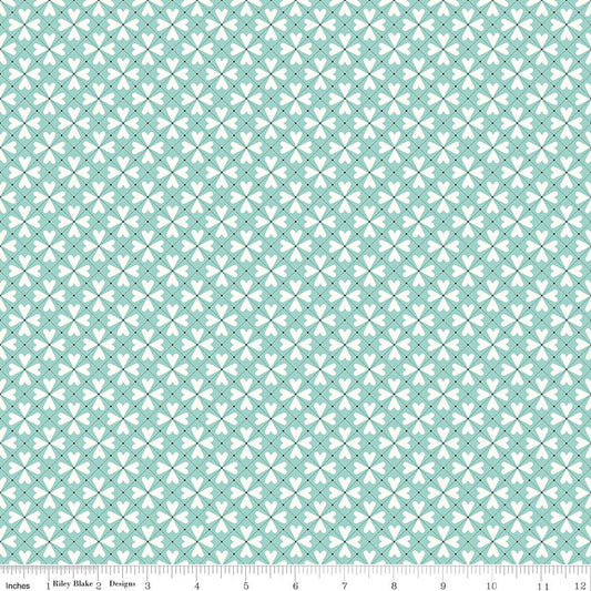 You & Me Hearts Grid Aqua by Sandy Gervais for Riley Blake Designs - C15405-AQUA