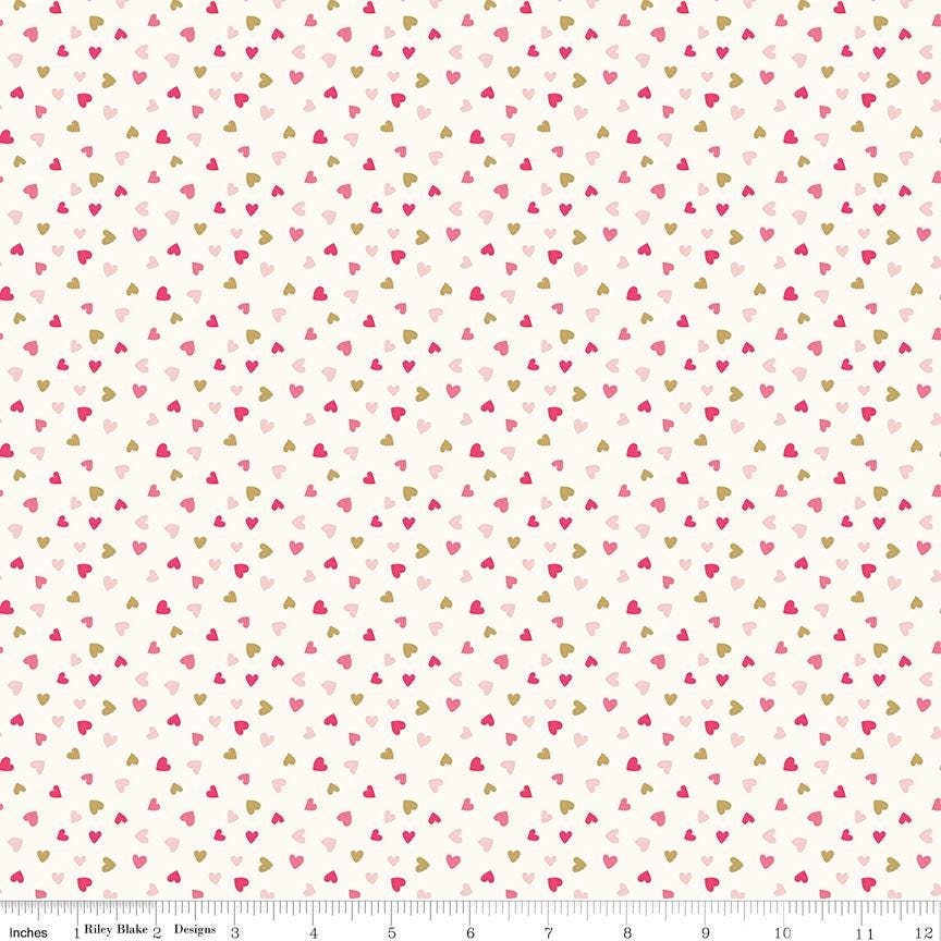 Sweetheart Heart Toss Cream Sparkle by My Mind's Eye for Riley Blake Designs - SC15505-CREAM