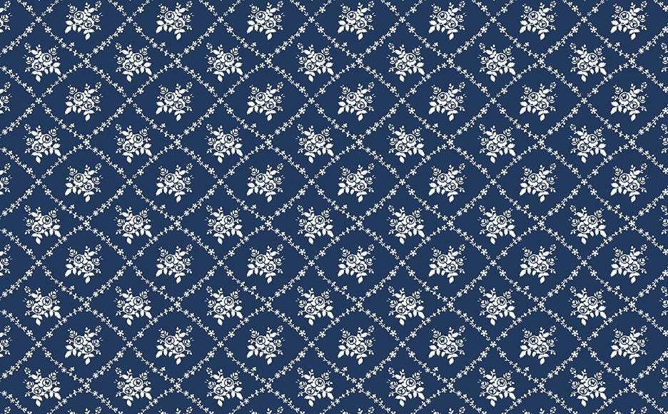 Classic Keepsakes In Blue Rose Trellis Navy Blue by Kanvas Studio for Benartex Fabrics - 14648-55