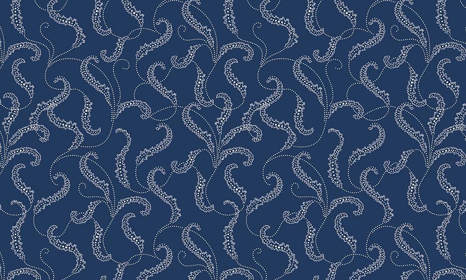 Classic Keepsakes In Blue Filigree Scroll Navy Blue by Kanvas Studio for Benartex Fabrics - 14653-55