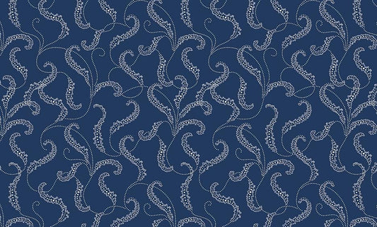 Classic Keepsakes In Blue Filigree Scroll Navy Blue by Kanvas Studio for Benartex Fabrics - 14653-55