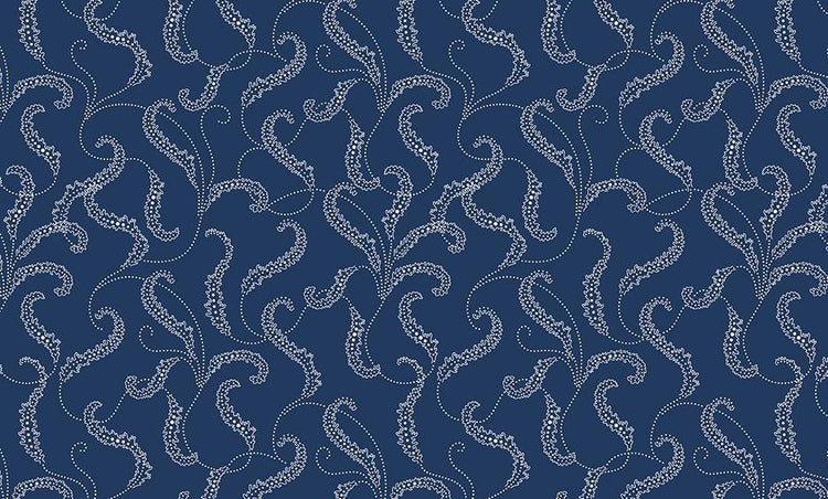 Classic Keepsakes In Blue Filigree Scroll Navy Blue by Kanvas Studio for Benartex Fabrics - 14653-55