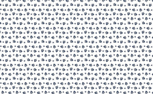 Classic Keepsakes In Blue Little Flower Buds White/Navy by Kanvas Studio for Benartex Fabrics - 14654-50