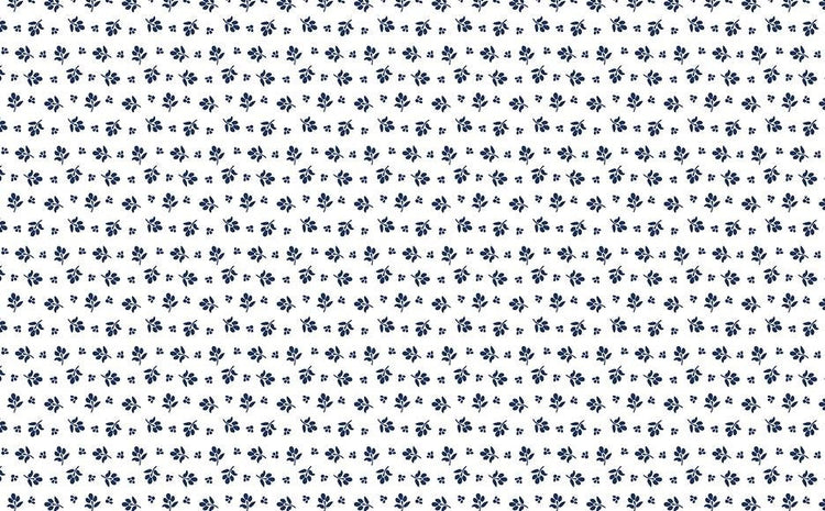 Classic Keepsakes In Blue Little Flower Buds White/Navy by Kanvas Studio for Benartex Fabrics - 14654-50