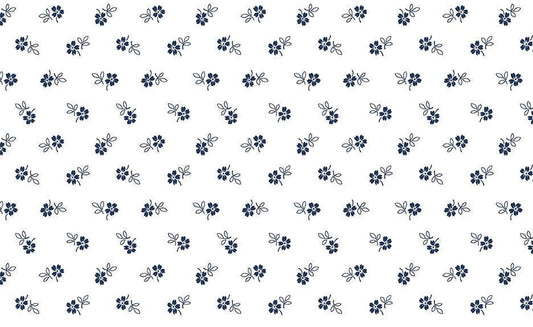 Classic Keepsakes In Blue Daisy Garden White/Navy by Kanvas Studio for Benartex Fabrics - 14657-50