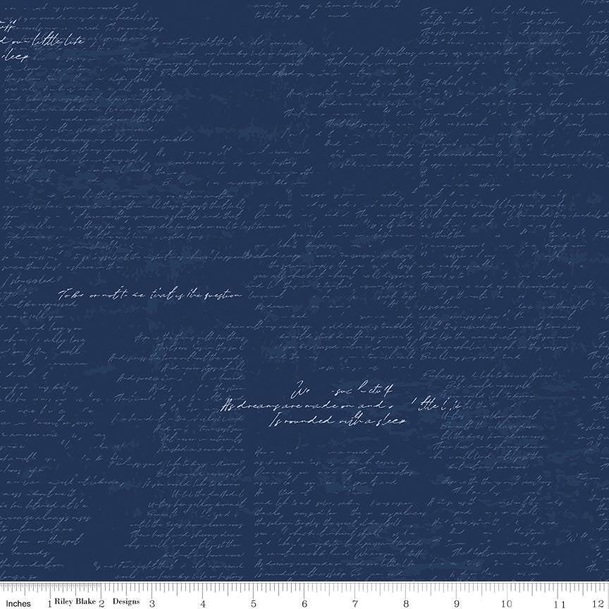 Between the Pages Manuscript Navy by Fran Gulick for Riley Blake Designs - C15372-NAVY