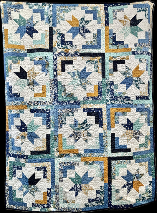 Cozy Cabin Quilt Kit with Field of Flowers fabric by Moda Fabrics - quilt kit and pattern