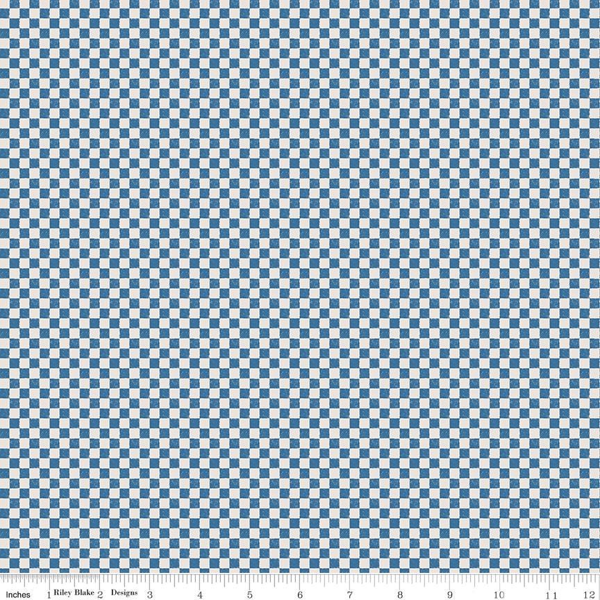 Check Please! 1/4" Check on Ivory Coastal Blue by The RBD Designers for Riley Blake Designs - C825-COASTALBLUE