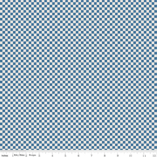 Check Please! 1/4" Check on Ivory Coastal Blue by The RBD Designers for Riley Blake Designs - C825-COASTALBLUE