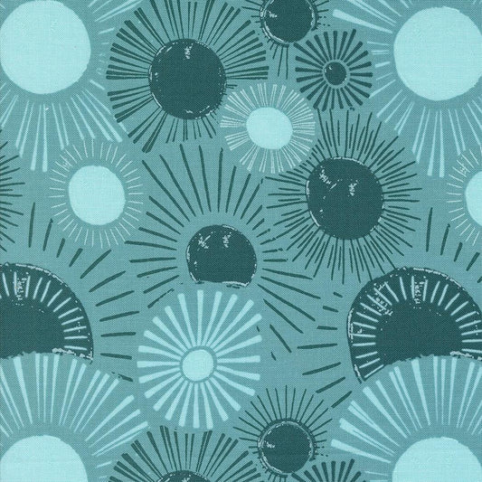 Things Above Sunrise Sunset Novelty Suns Teal by Fancy That Design House for Moda Fabrics - 45611 25