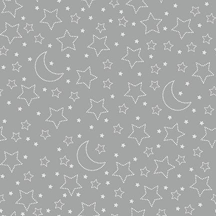 Moonlit Dreams Stars and Moons Gray by Victoria Hutto for Studio E - E-8030-95