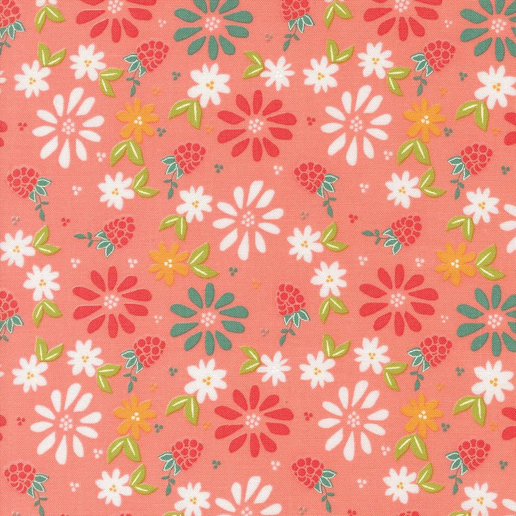 Raspberry Summer Carnation Spring Berries Florals by Sherri & Chelsi for Moda Fabrics - 37690 12