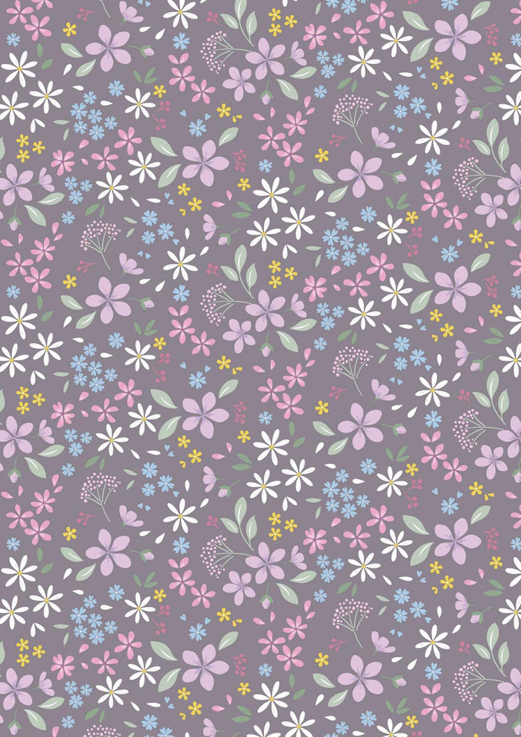 The Pressed Flower Collection Floral Ode Light Charcoal Grey by Cassandra Connolly for Lewis & Irene - CC52.3