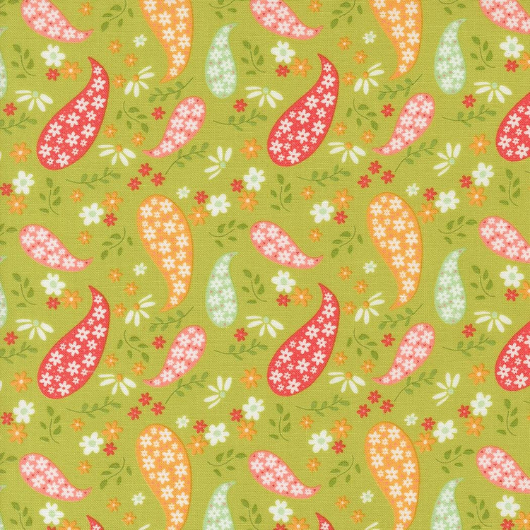 Raspberry Summer Lime Paisley Paisley by Sherri & Chelsi for Moda Fabrics - 37691 17