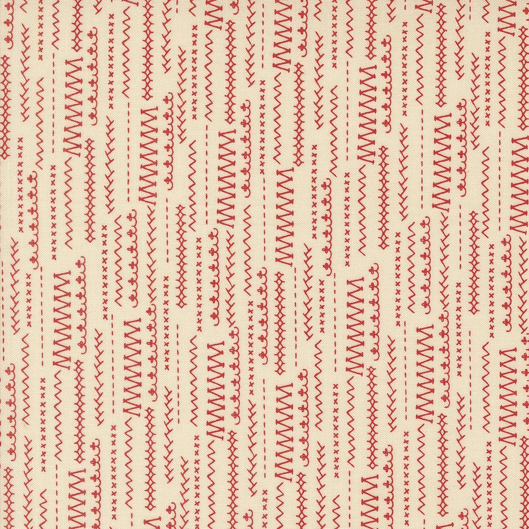 Threads Porcelain Red Stitched Up Stripes by Sweetwater for Moda Fabrics - 55686 21