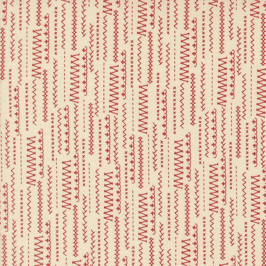 Threads Porcelain Red Stitched Up Stripes by Sweetwater for Moda Fabrics - 55686 21