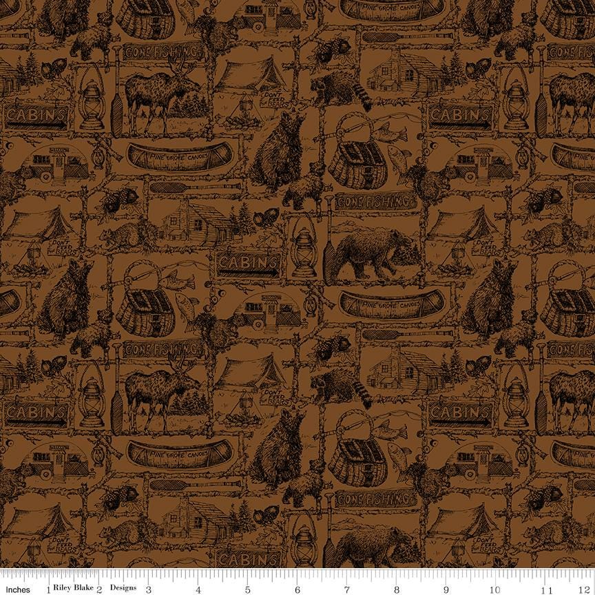 Pine Grove Outlines Brown by Riley Blake Designs - C15934-BROWN