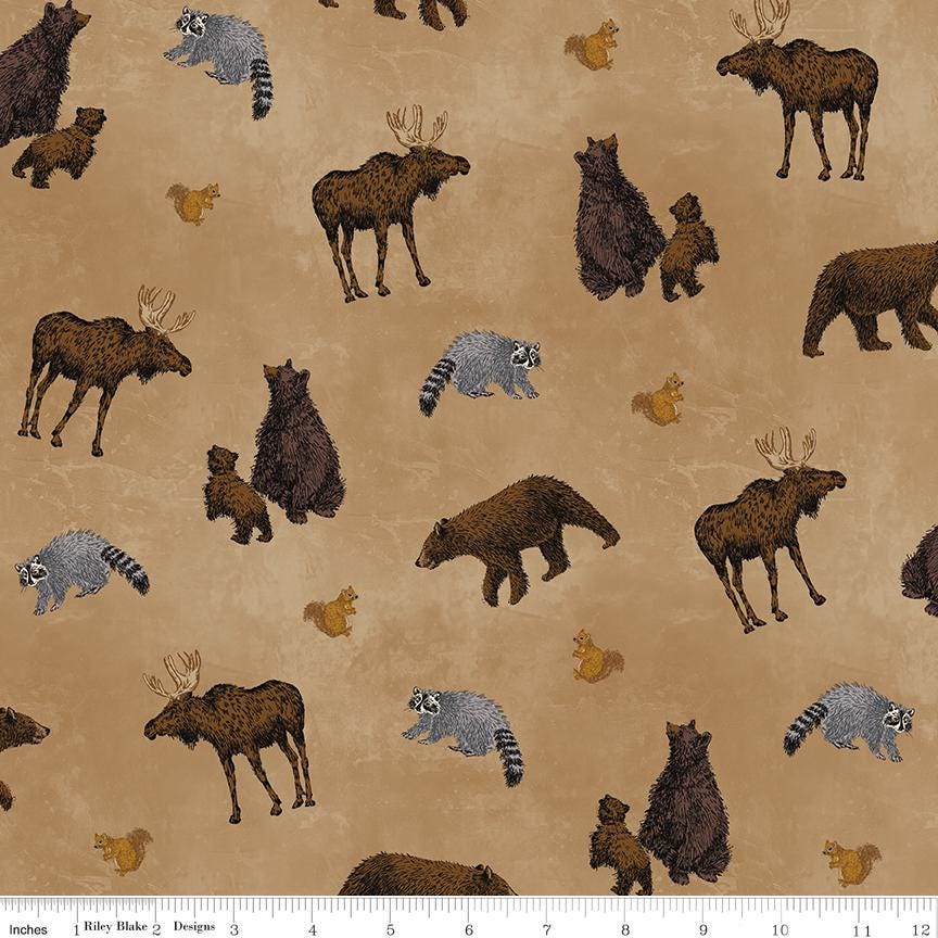 Pine Grove Animal Toss Tan by Riley Blake Designs - C15931-TAN