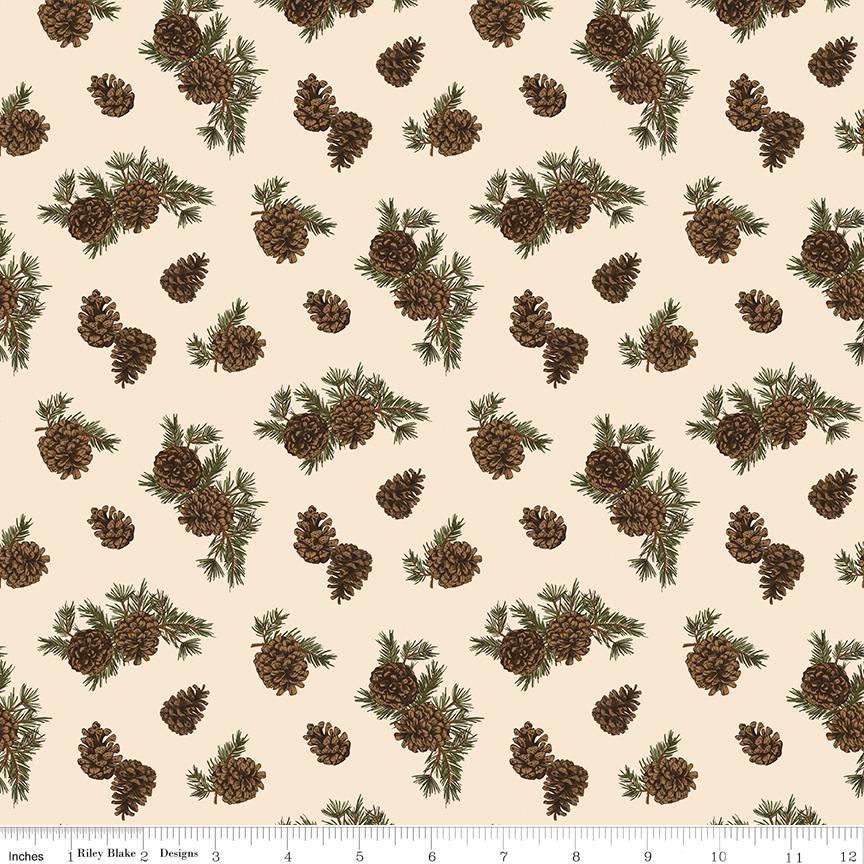 Pine Grove Pinecones Putty by Riley Blake Designs - C15933-PUTTY