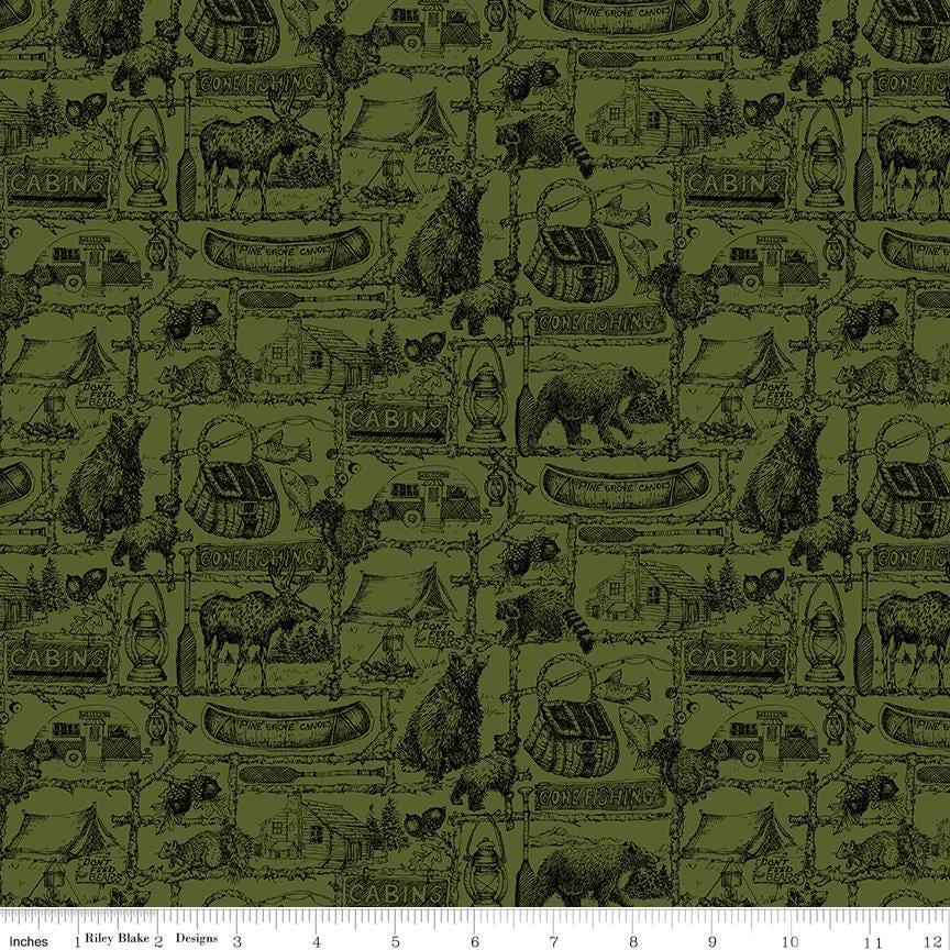 Pine Grove Outlines Green by Riley Blake Designs - C15934-GREEN
