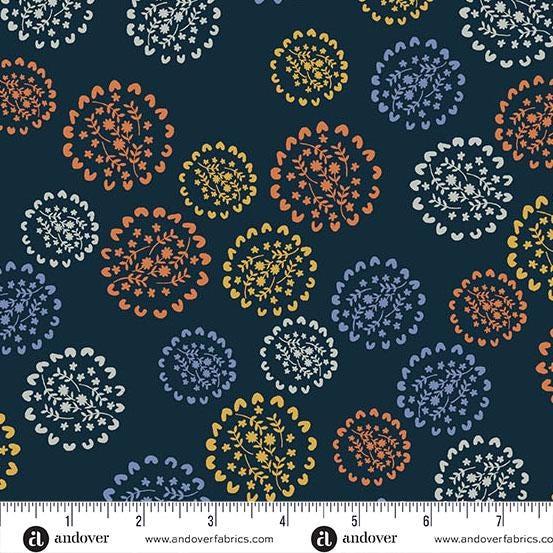 Conway Cottage Navy Bunches by Karen Lewis Textiles for Andover Fabrics - A-1415-K