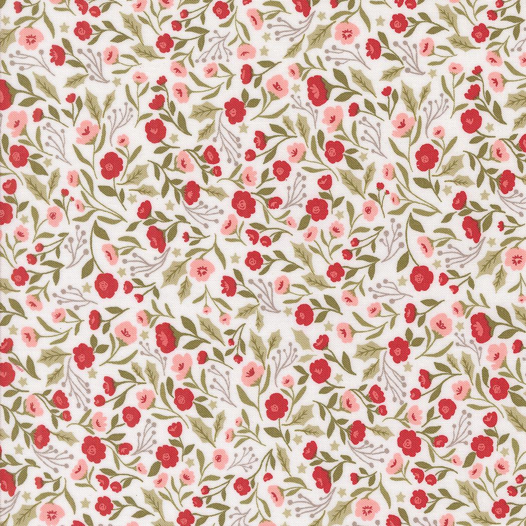 Berry And Pine Christmas Posies Florals Snow by Lella Boutique for Moda Fabrics - 5241 11