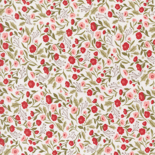 Berry And Pine Christmas Posies Florals Snow by Lella Boutique for Moda Fabrics - 5241 11