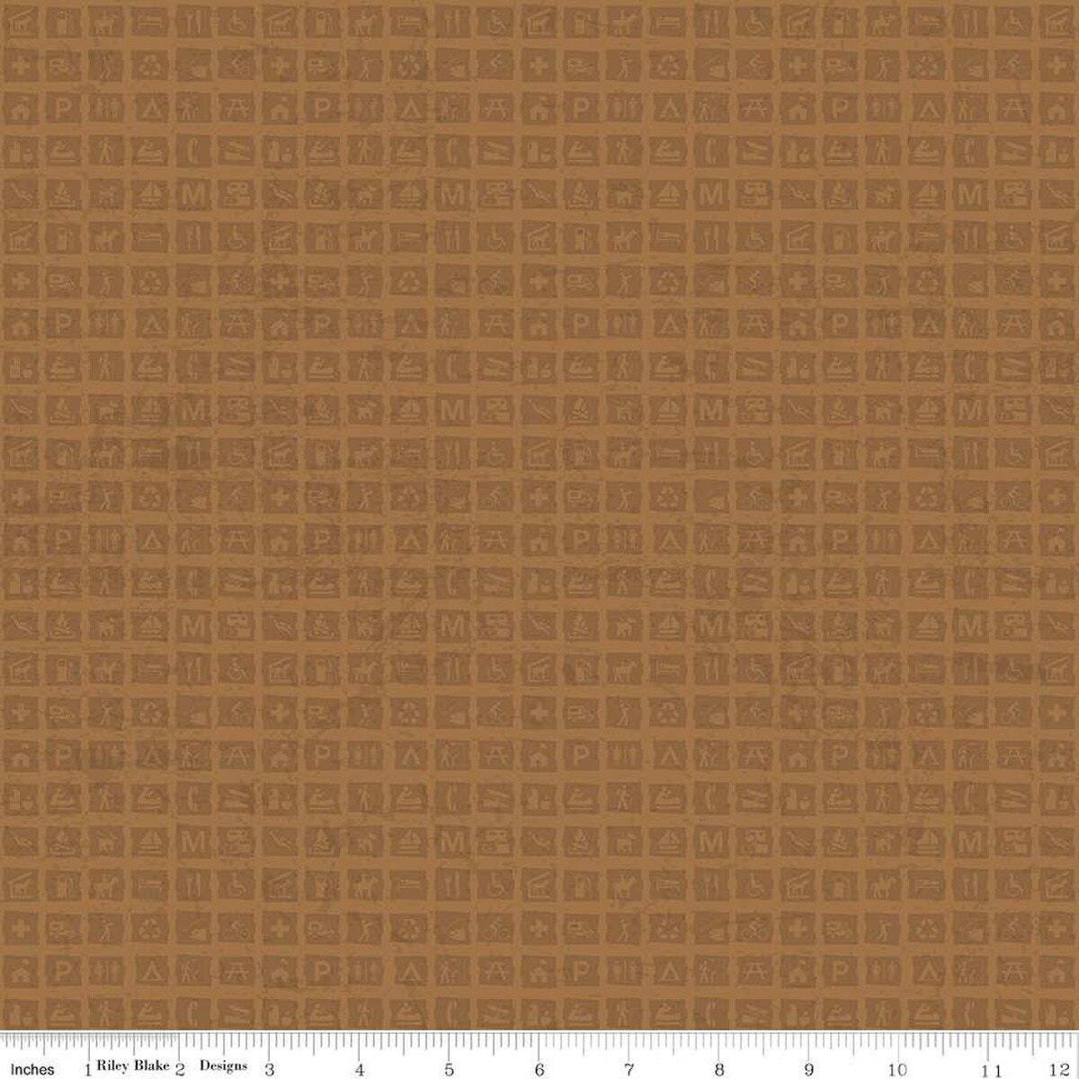 The National Parks Signs Cinnamon by Anderson Design Group for Riley Blake Designs - C13294-CINNAMON